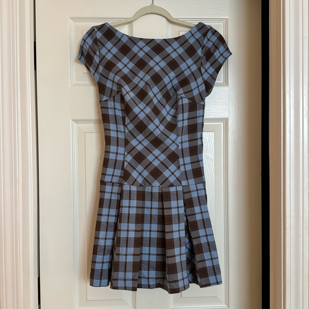 Urban Outfittets Blue and Brown Plaid Tartan Mini Dress